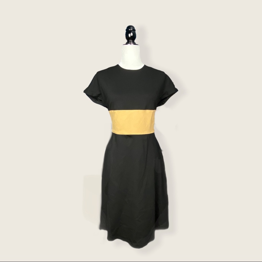 Anne Klein Black/Camel Color Block Midi Dress 4